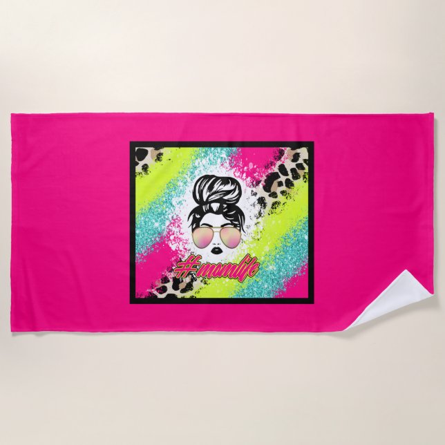 Toalla de playa de Mom Life (Anverso)