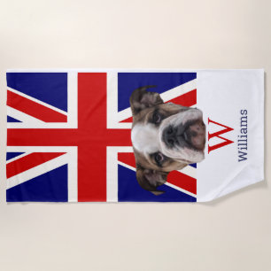 Toalla de playa de Monograma de BULLDOG BRITÁNICO