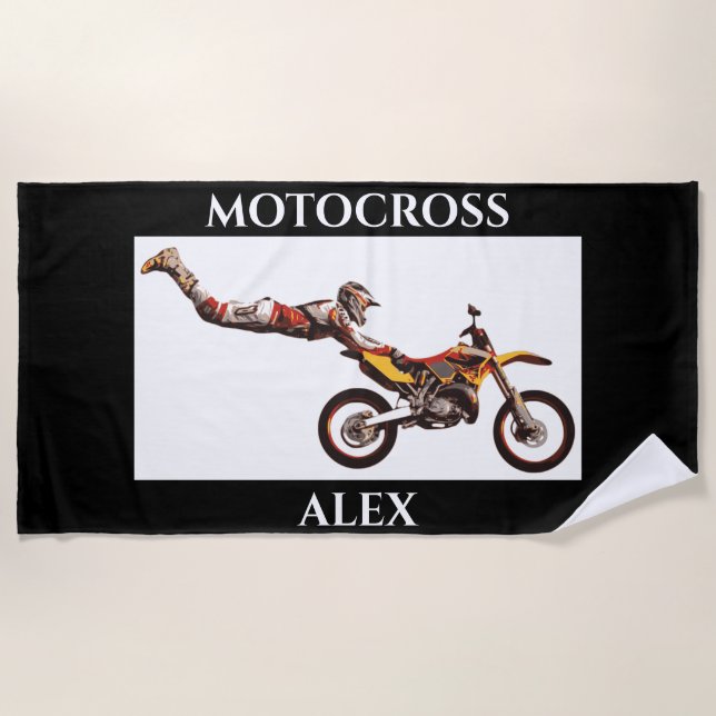 Toalla de playa de MOTOCROSS. (Anverso)
