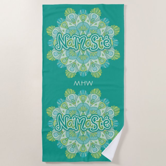 toalla de playa de Namasté personalizado monogram (Anverso)