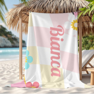 Toalla de playa de nombre personalizado Retro Groo