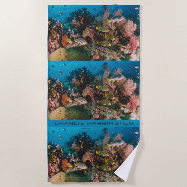 Toalla de playa de nombre propio Coral Reef (Anverso)