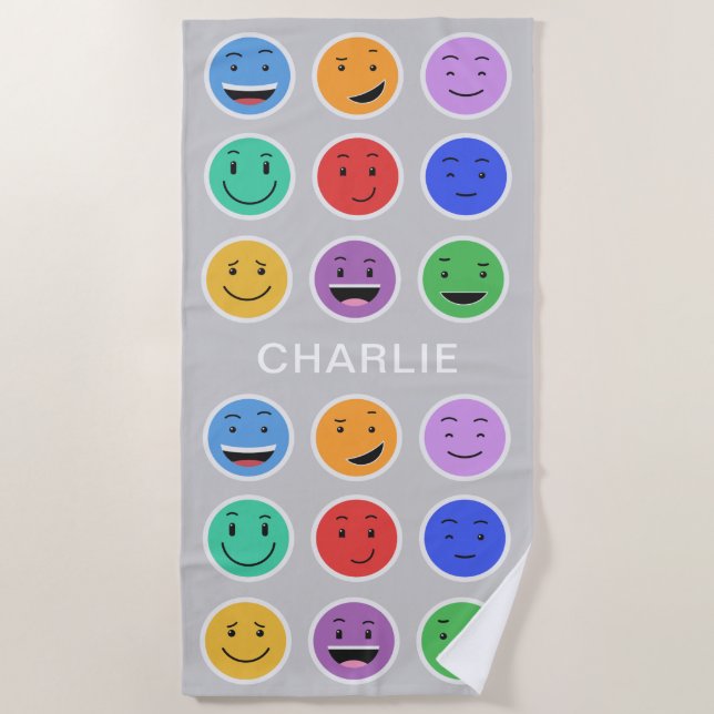 Toalla de playa de nombre propio Cute Smileys (Anverso)