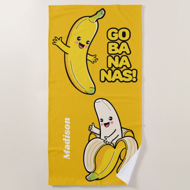 Toalla de playa de nombre propio de Cute Bananas (Anverso)