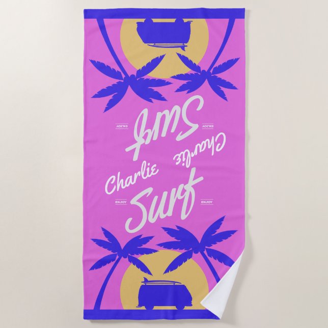 Toalla de playa de nombre propio Summer Surf (Anverso)