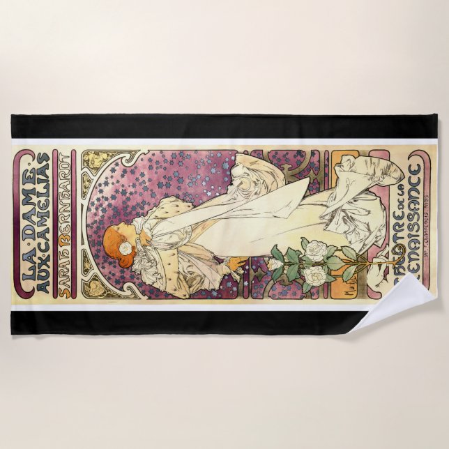 Toalla de playa de Nouveau Mucha Sarah Bernhardt (Anverso)