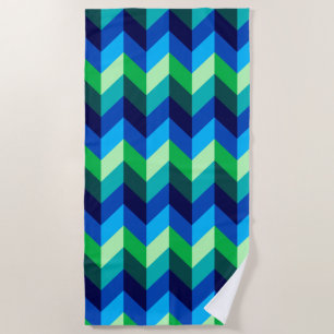 Toalla de playa de Ombre Verde Azul Chevrons