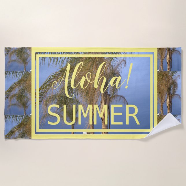 Toalla de playa de palmeras de verano Aloha (Anverso)