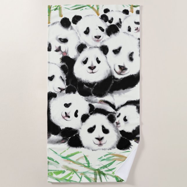 Toalla de playa de Panda para familias (Anverso)