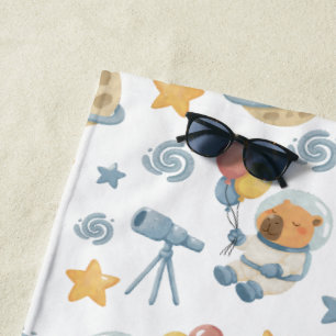 Toalla de playa de Patrón Astronauta de Capibara