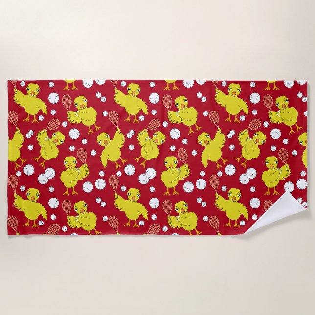 Toalla de playa de Patrón de Chick de Tenis (Anverso)