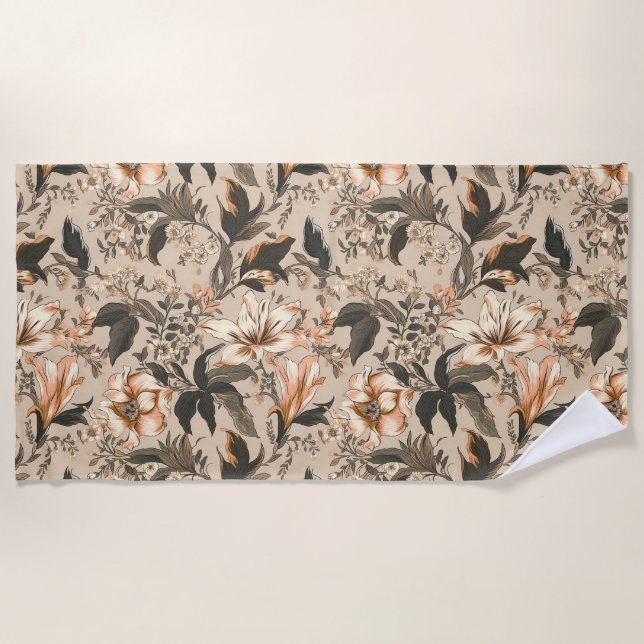 Toalla de playa de Patrón Floral Vintage (Anverso)