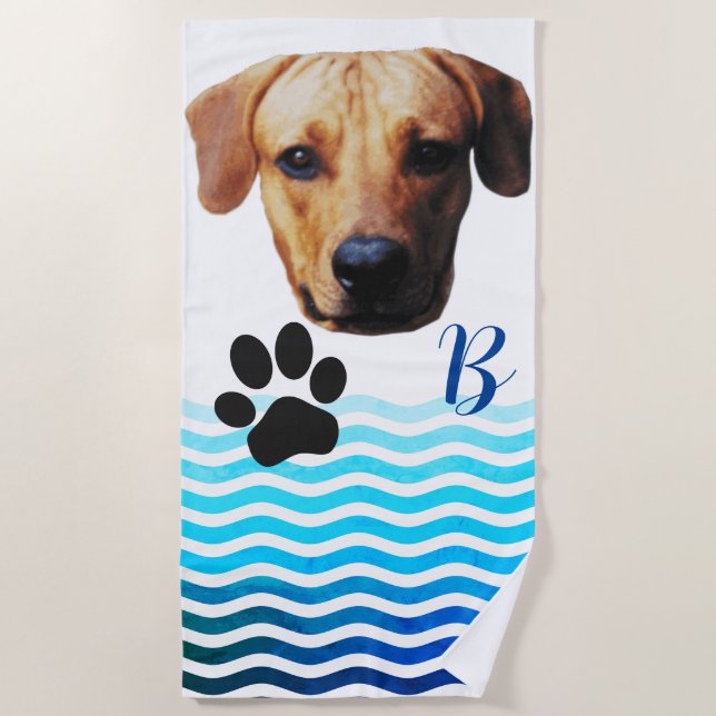 Toalla de playa de perro personalizada personaliza (Anverso)