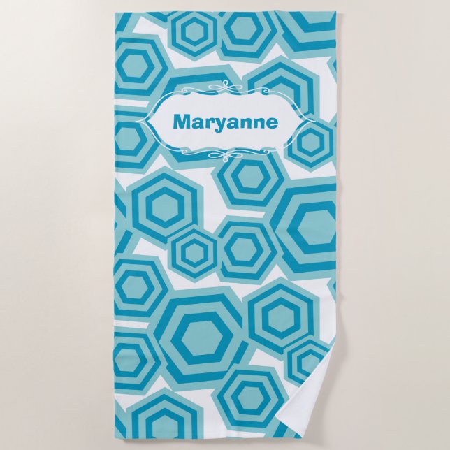 Toalla de playa de personalizable Hexagons (Anverso)