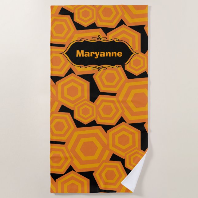 Toalla de playa de personalizable Hexagons (Anverso)