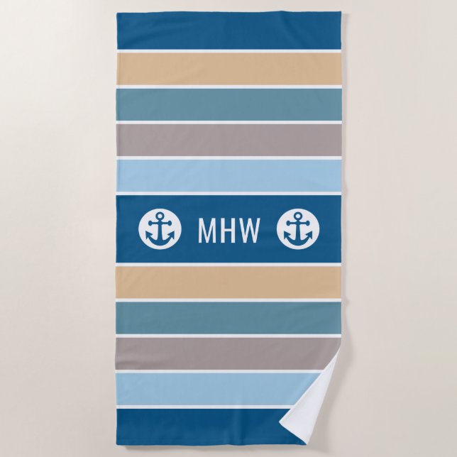 Toalla de playa de personalizado monograma de fran (Anverso)