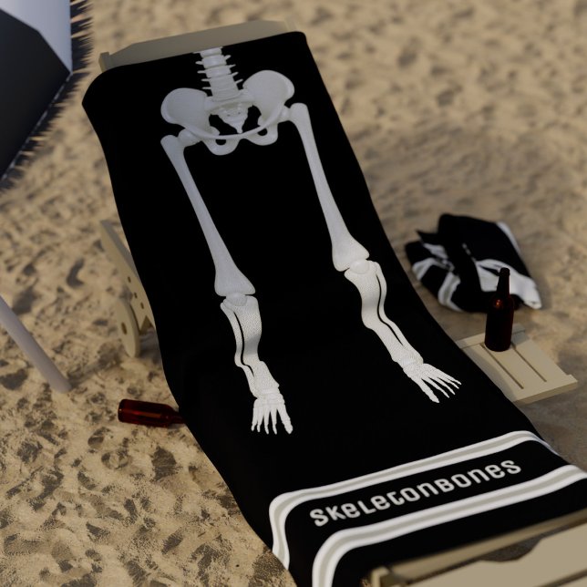 Toalla de playa de Piernas de Esqueleto Funny en B (Have fun on the beach this summer with your very own skeleton leg towel. Just add your name)