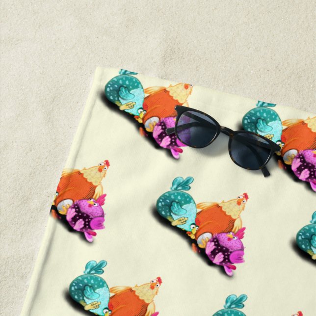 Toalla de playa de pollo divertido (In situ)