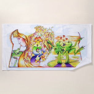 Toalla de playa de princesa Fantasy de la rana