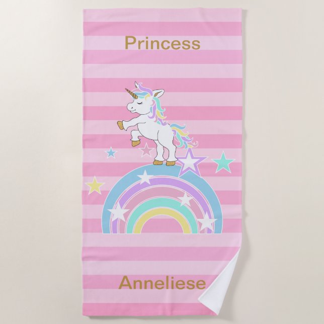 Toalla De Playa 🦄 de princesa Unicorn (Anverso)