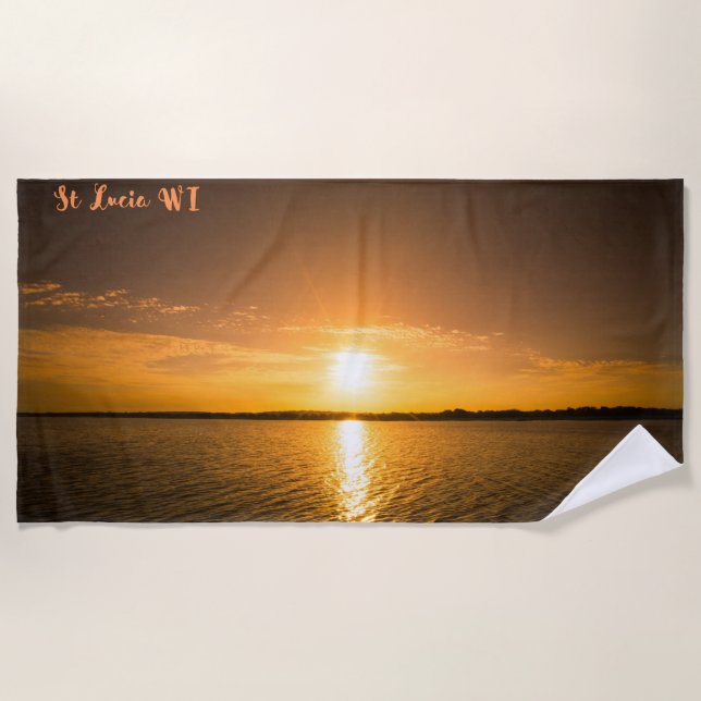Toalla de playa de puesta de sol de Santa Lucía (Anverso)