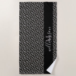 Toalla de playa de Punto de Polka B&W personalizad