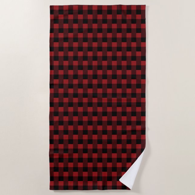 Toalla de playa de Red Plaid (Anverso)