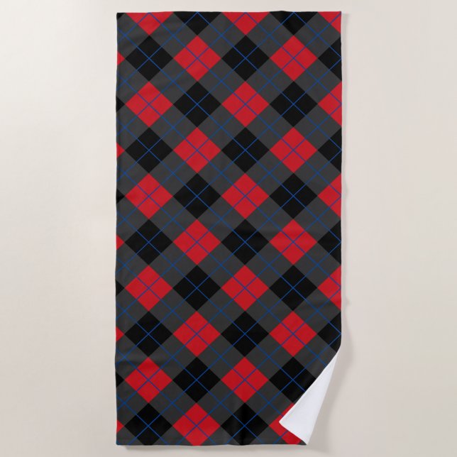 Toalla de playa de Red Plaid (Anverso)