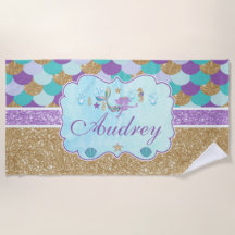 Toalla de playa de Sirena Monograma Personalizada