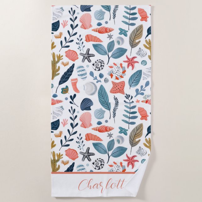 Toalla de playa de Starfish Seashells (Anverso)