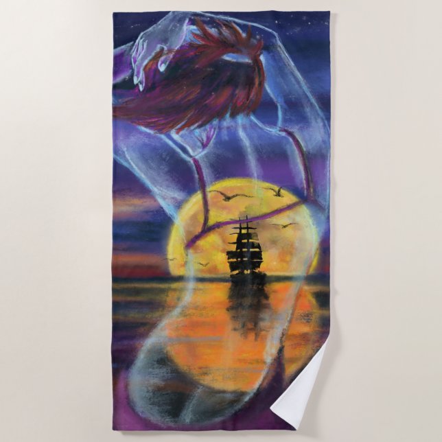 Toalla de playa de Sunset Dancing Woman (Anverso)