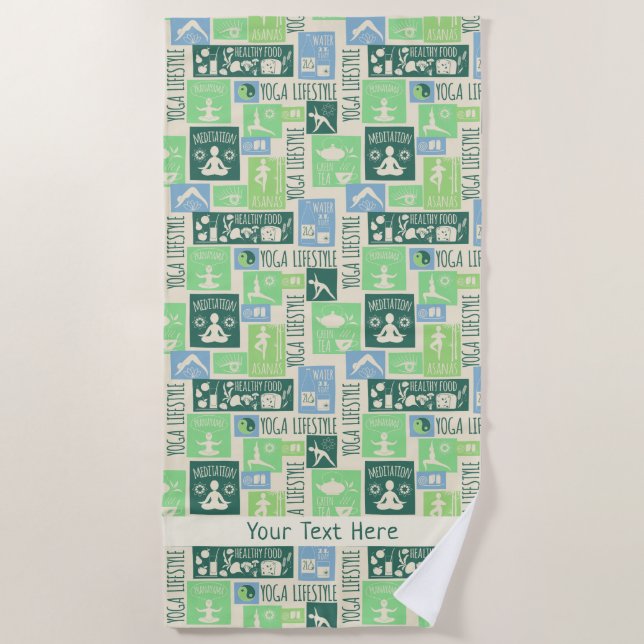 Toalla de playa de texto del personalizado del pat (Anverso)