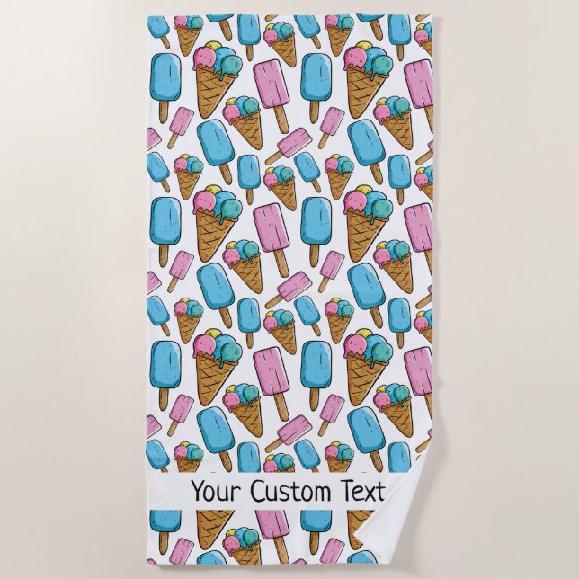 Toalla de playa de texto del personalizado Ice Cre (Anverso)