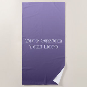 Toalla de playa de texto personalizado violeta gra