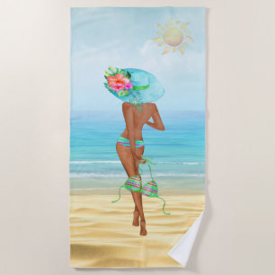 Toalla de playa de una mujer afroamericana