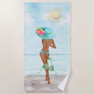 Toalla de playa de una mujer afroamericana