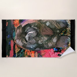 Toalla de playa de vaca negra MAGGIE