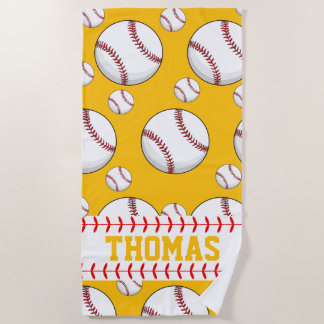 Toalla de playa de verano de béisbol personalizada