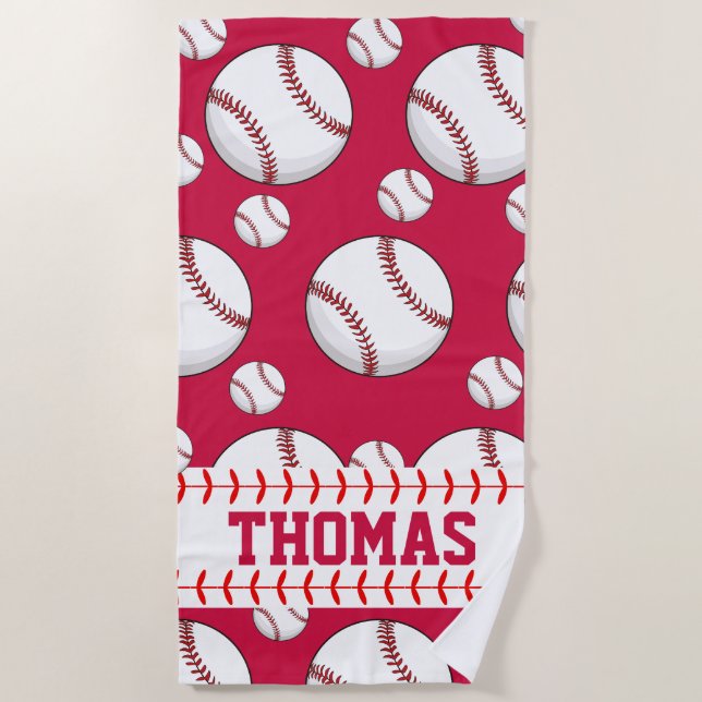 Toalla de playa de verano de béisbol personalizada (Anverso)