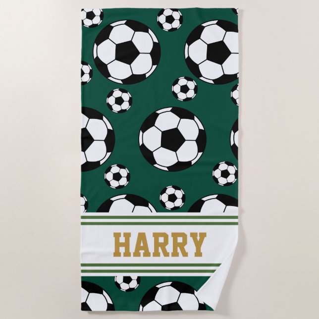 Toalla de playa de verano de fútbol personalizada (Anverso)