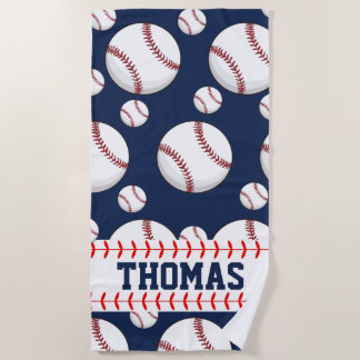 Toalla de playa de verano personalizada de béisbol