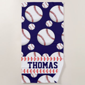 Toalla de playa de verano personalizada de béisbol