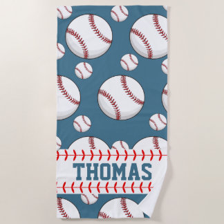Toalla de playa de verano personalizada de béisbol