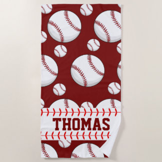 Toalla de playa de verano personalizada de béisbol
