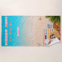 Toalla de playa de verano turquesa estética