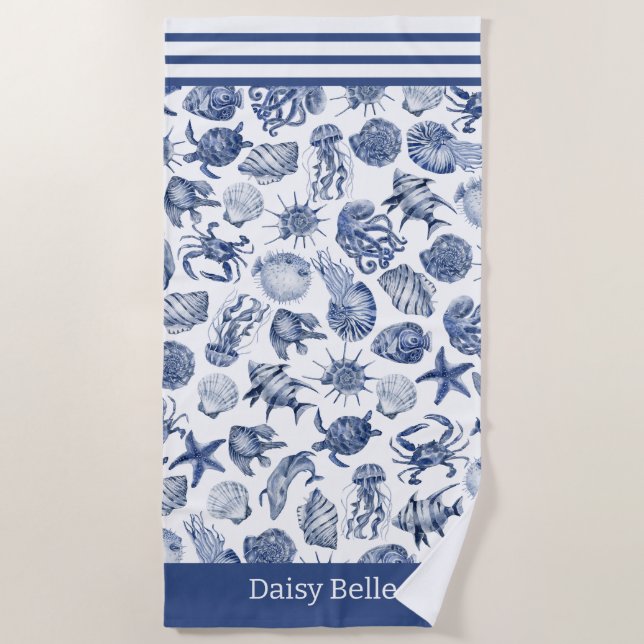 Toalla De Playa Decoración del hogar en la costa azul (Anverso)