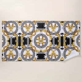 Toalla De Playa Decoración griega del oro negro