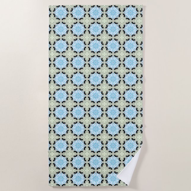 Toalla De Playa Decorative blue and cream floral patterned  (Anverso)
