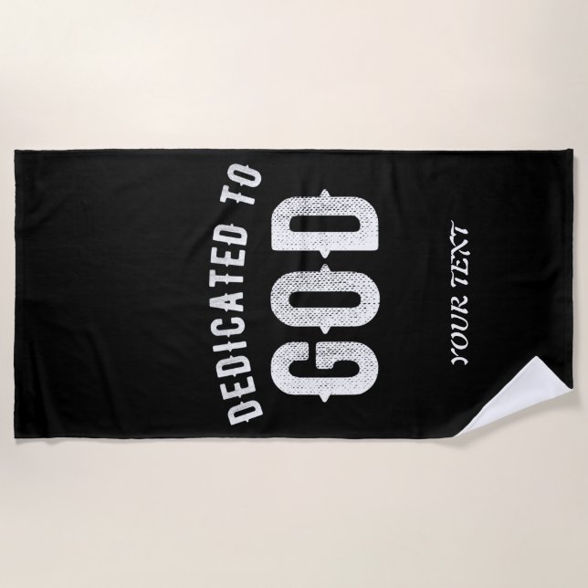 TOALLA DE PLAYA DEDICADO A DIOS PERSONALIZABLE GUAY TEXTO BLANCO (Anverso)