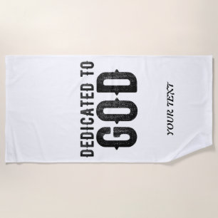TOALLA DE PLAYA DEDICADO A DIOS PERSONALIZABLE GUAY TEXTO NEGRO